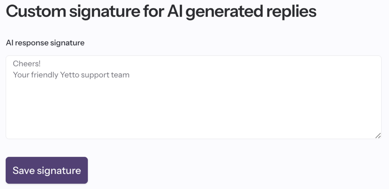 screenshot of AI settings page