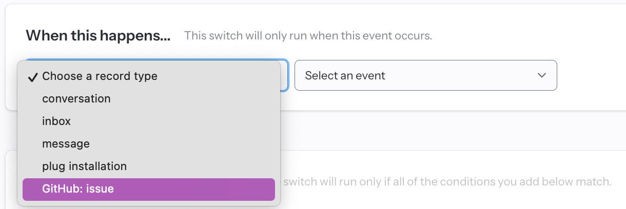 Triggering an automation with a GitHub issue event