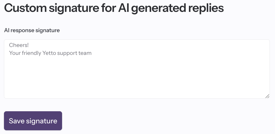 screenshot of AI settings page